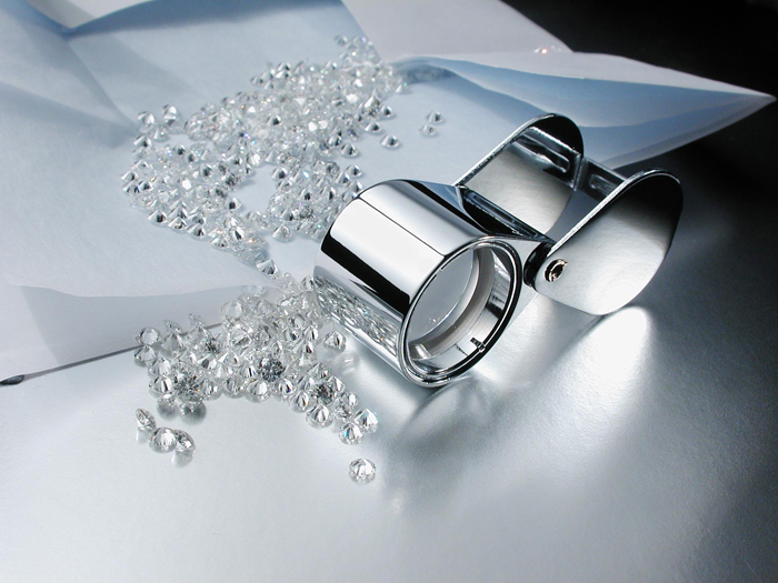 Assortment of cut and polished diamonds